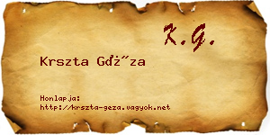 Krszta Géza névjegykártya